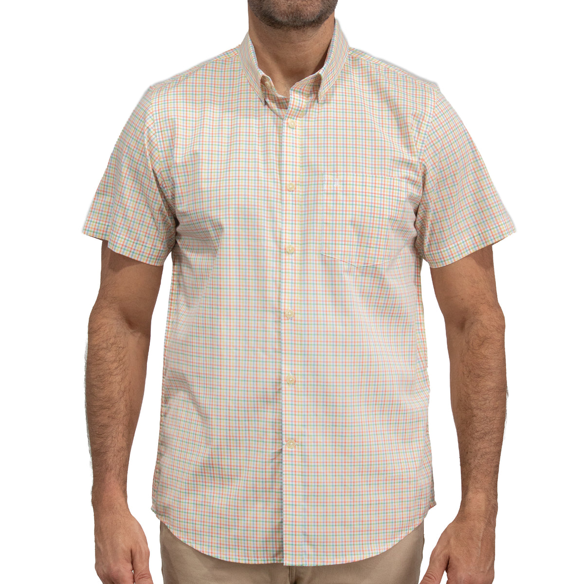 Camisa Cuadros Amarilla Manga Corta 100% Algodón 2605090