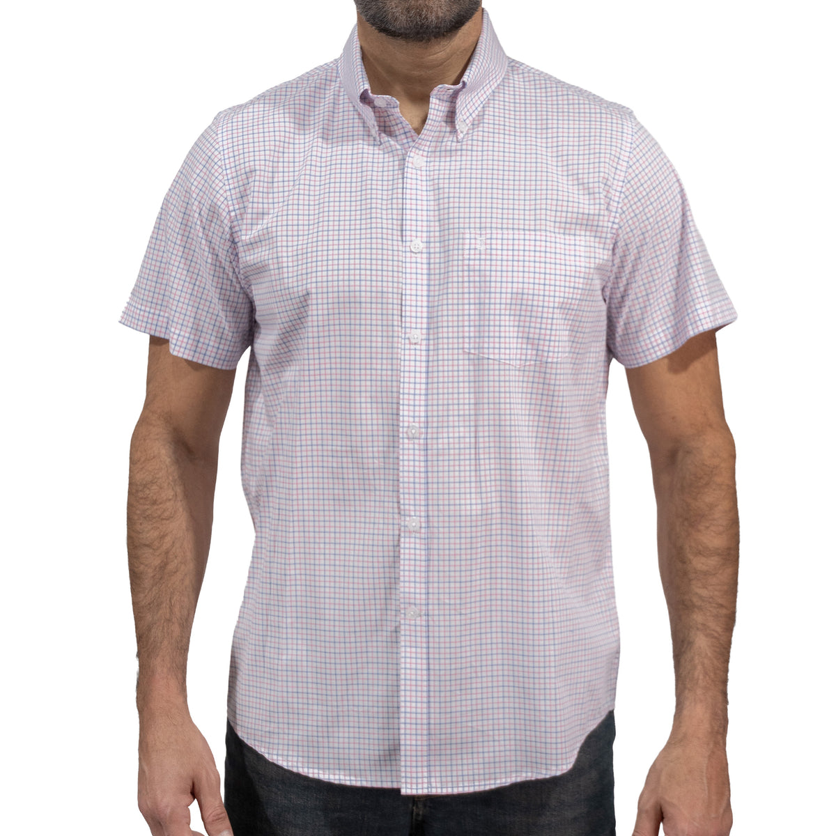 Camisa Cuadros Blanca Manga Corta 100% Algodón 2605091