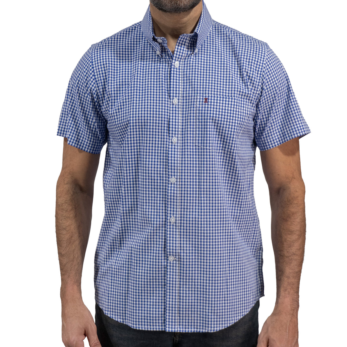 Camisa Cuadros Azul Manga Corta 100% Algodón 2605093