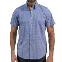 Camisa Cuadros Azul Manga Corta 100% Algodón 2605093