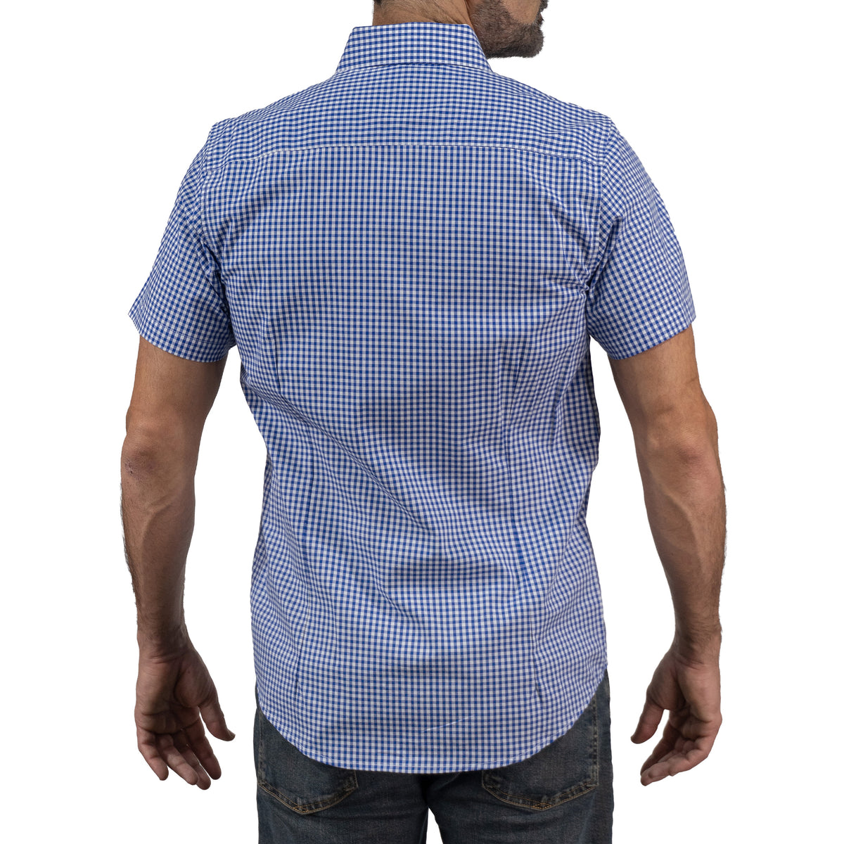 Camisa Cuadros Azul Manga Corta 100% Algodón 2605093