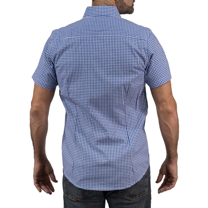 Camisa Cuadros Azul Manga Corta 100% Algodón 2605093