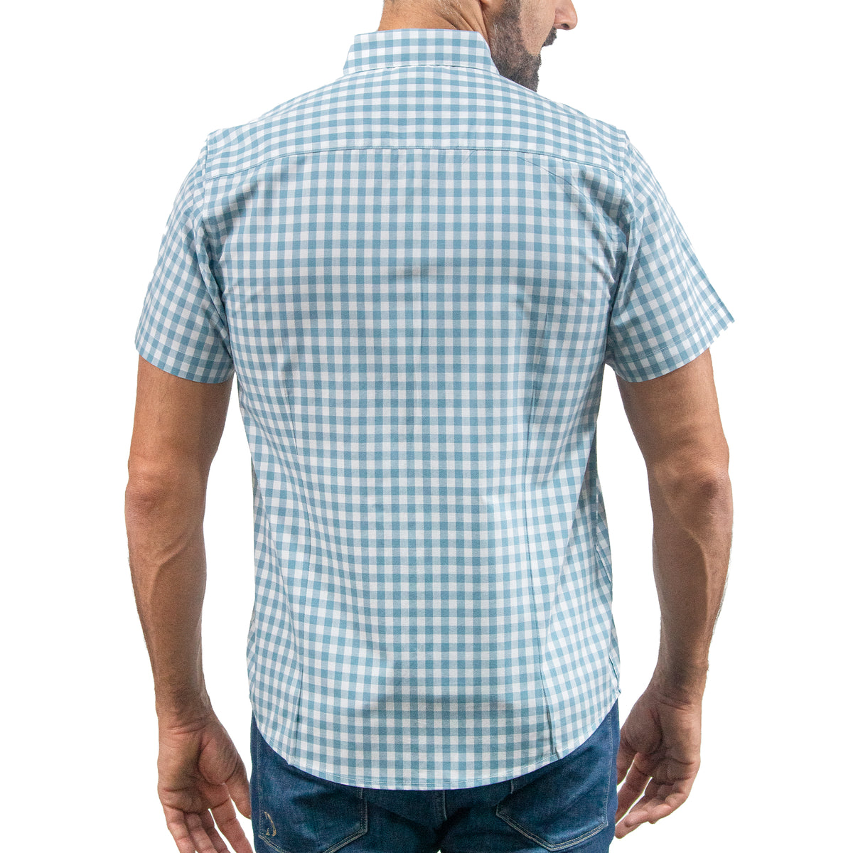 Camisa Cuadros Azul Manga Corta 100% Algodón 2605094