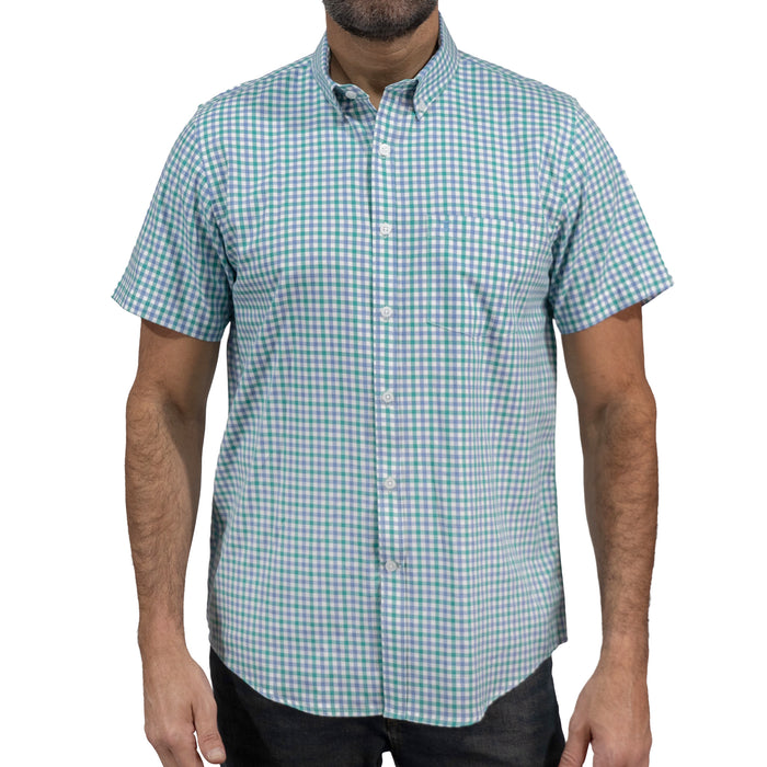 Camisa Cuadros Aqua Manga Corta 100% Algodón 2605095