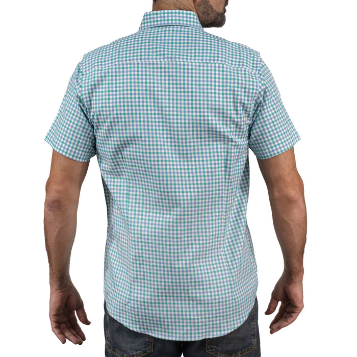Camisa Cuadros Aqua Manga Corta 100% Algodón 2605095