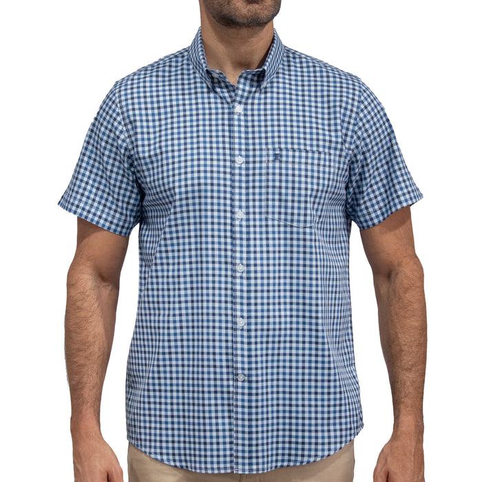 Camisa Cuadros Azul Manga Corta 100% Algodón 2605096
