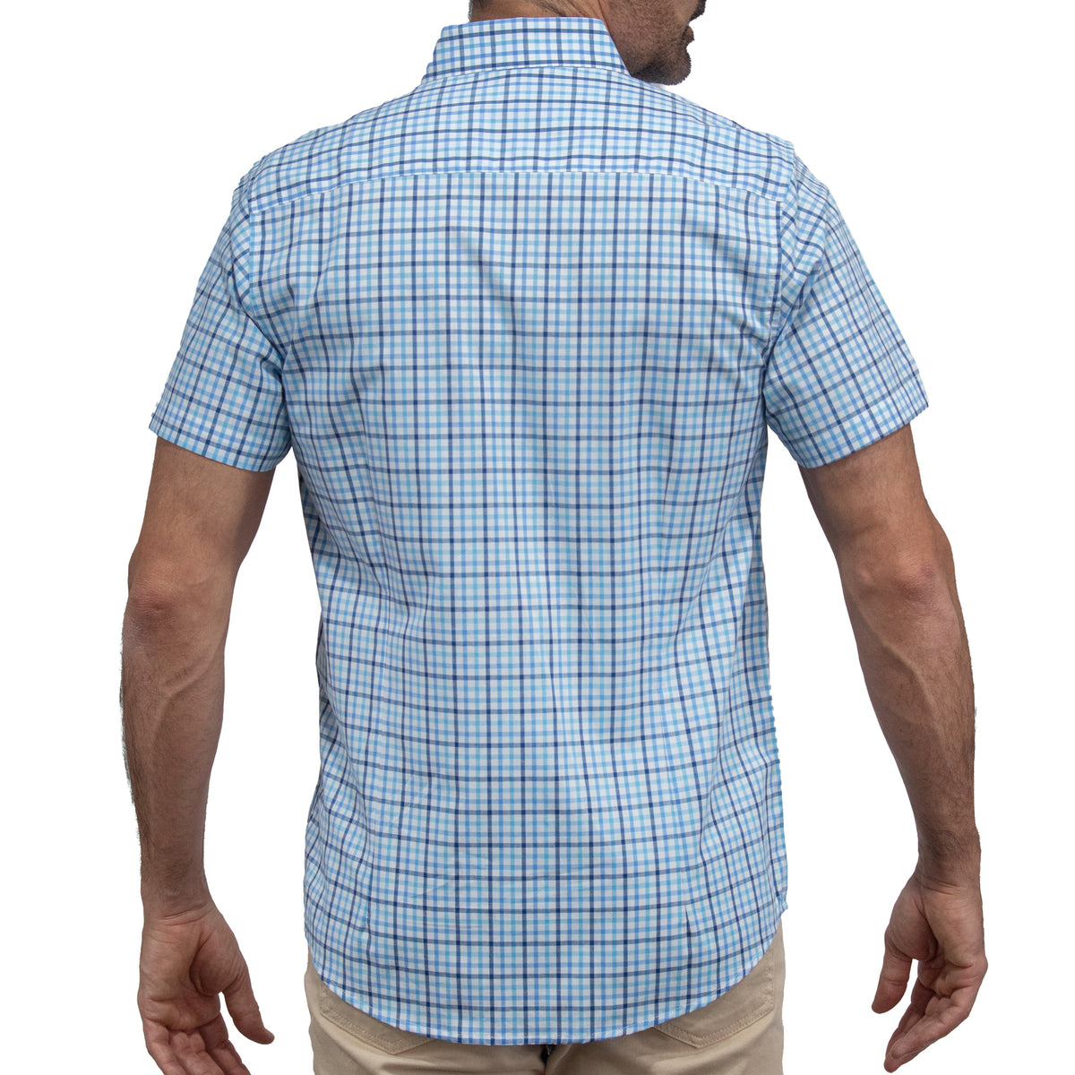 Camisa Cuadros Azul Manga Corta 100% Algodón 2605098