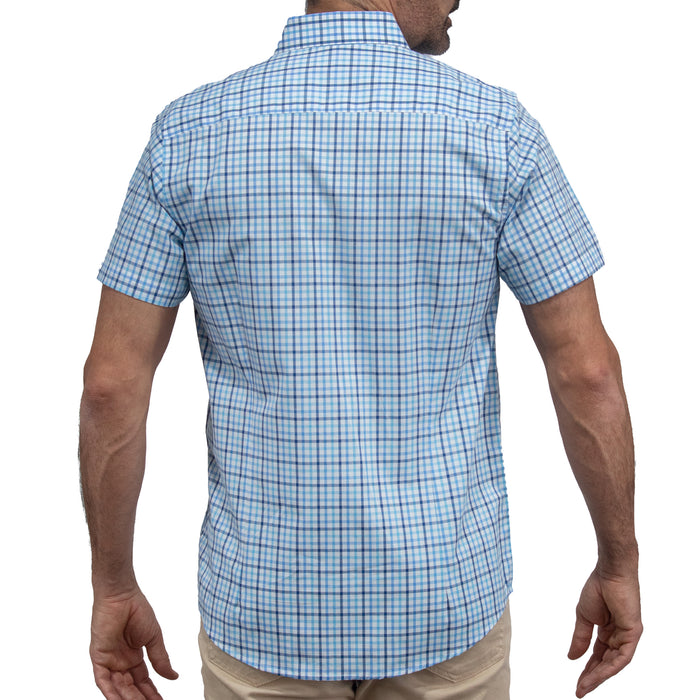 Camisa Cuadros Azul Manga Corta 100% Algodón 2605098