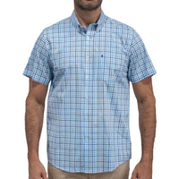 Camisa Cuadros Azul Manga Corta 100% Algodón 2605098