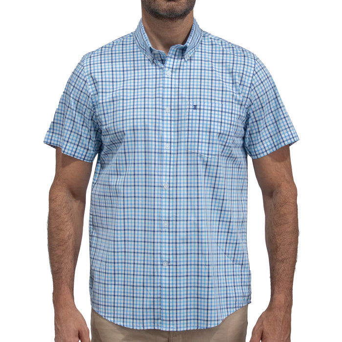 Camisa Cuadros Azul Manga Corta 100% Algodón 2605098