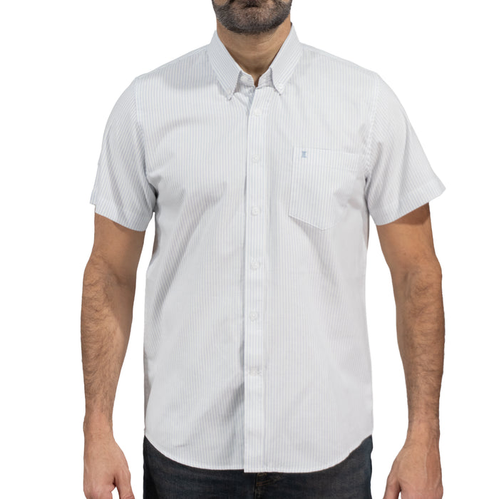 Camisa Rayas Blanca Manga Corta 100% Algodón 2605099