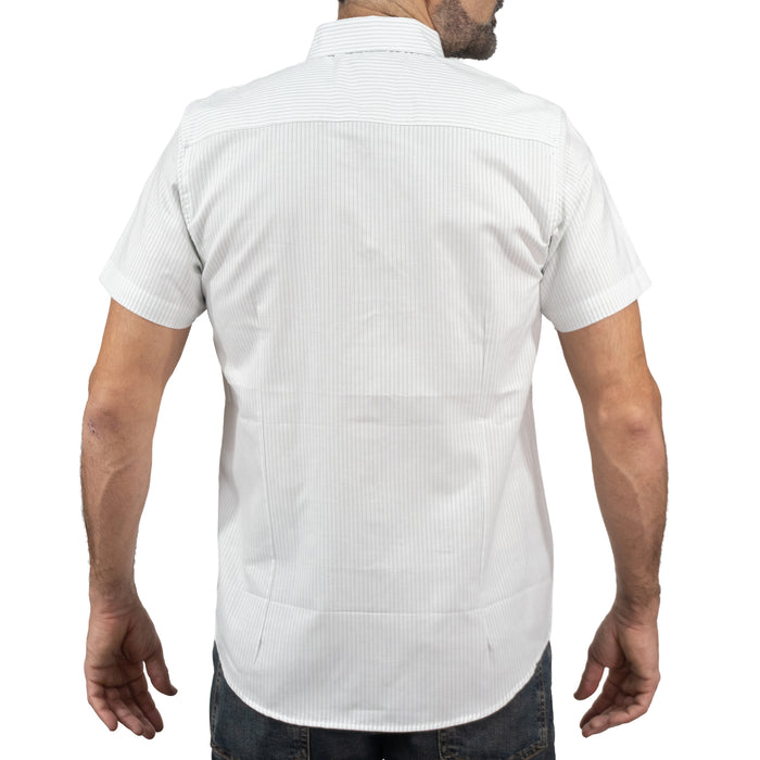 Camisa Rayas Blanca Manga Corta 100% Algodón 2605100