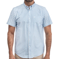 Camisa Rayas Azul Manga Corta 100% Algodón 2605102
