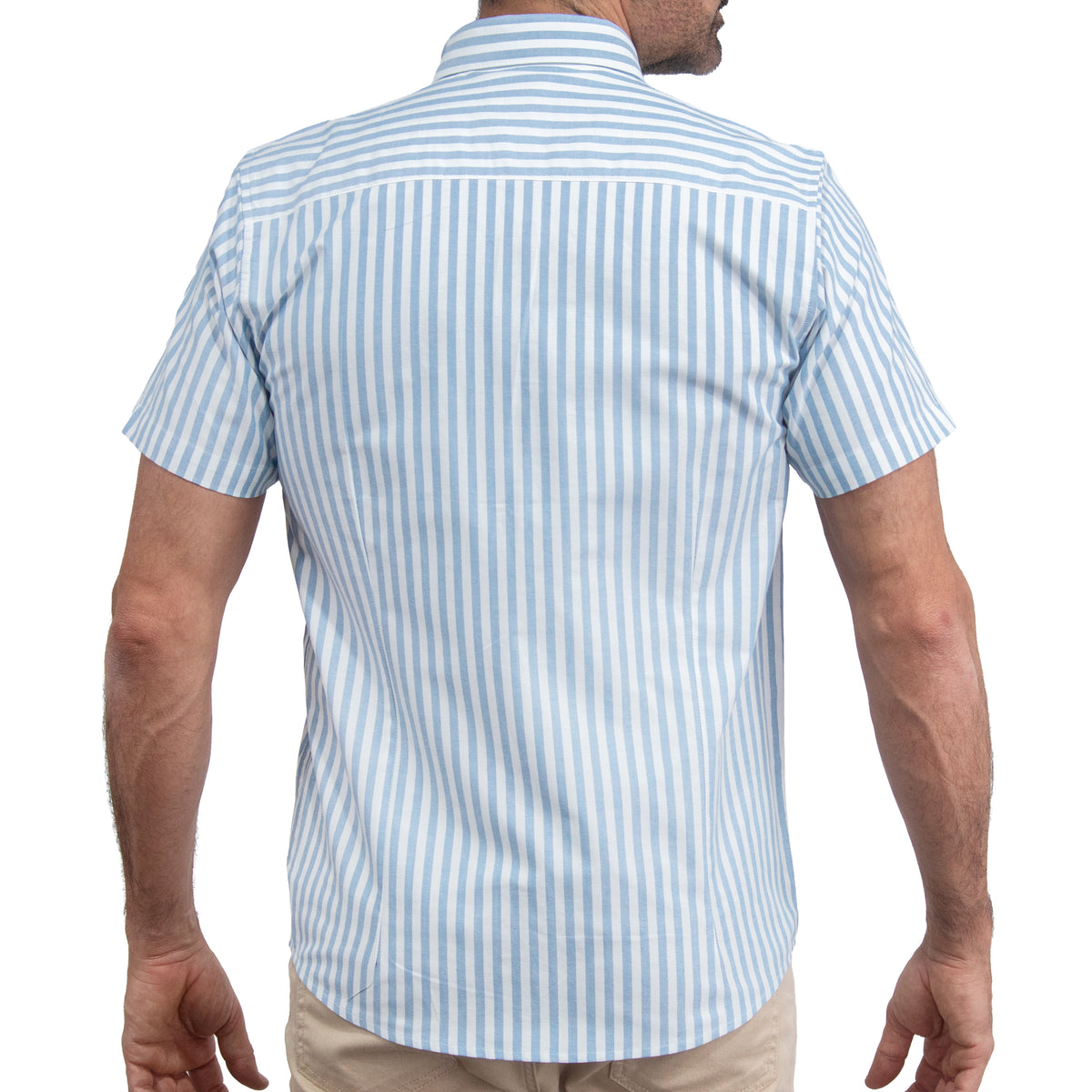 Camisa Rayas Azul Manga Corta 100% Algodón 2605102