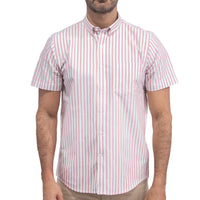 Camisa Rayas Roja Manga Corta 100% Algodón 2605103