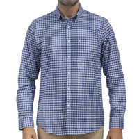 Camisa Cuadros Azul Manga Larga 100% Algodón 2606106