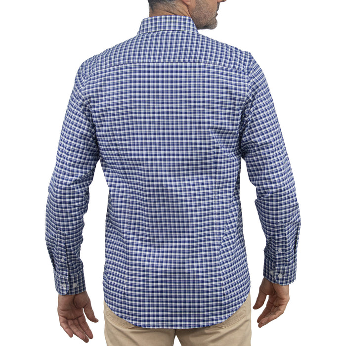 Camisa Cuadros Azul Manga Larga 100% Algodón 2606106