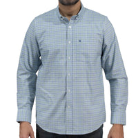 Camisa Cuadros Azul Manga Larga 100% Algodón 2606107