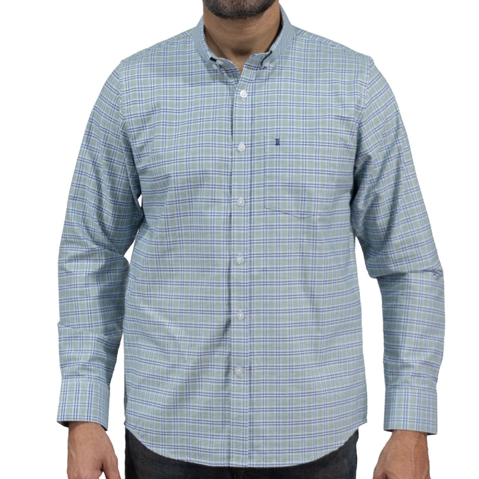 Camisa Cuadros Azul Manga Larga 100% Algodón 2606107