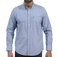 Camisa Cuadros Azul Manga Larga 100% Algodón 2606108