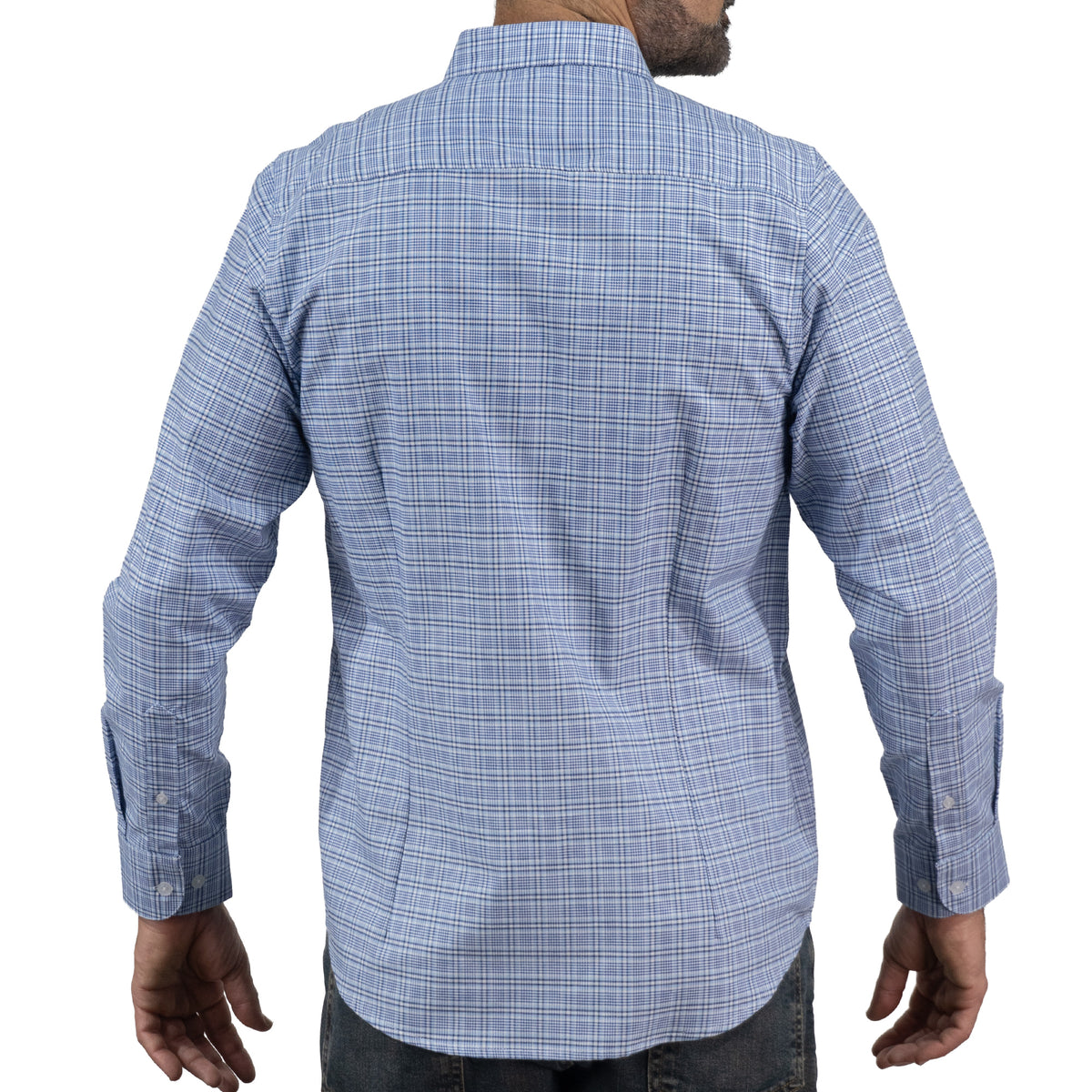 Camisa Cuadros Azul Manga Larga 100% Algodón 2606108