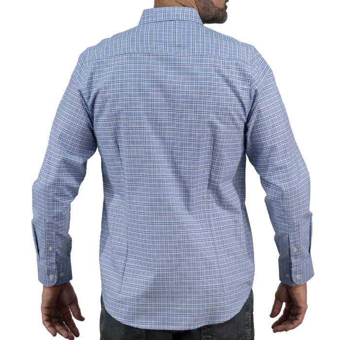 Camisa Cuadros Azul Manga Larga 100% Algodón 2606108