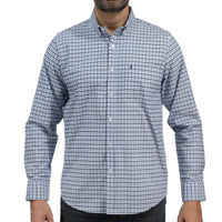 Camisa Cuadros Azul Manga Larga 100% Algodón 2606109