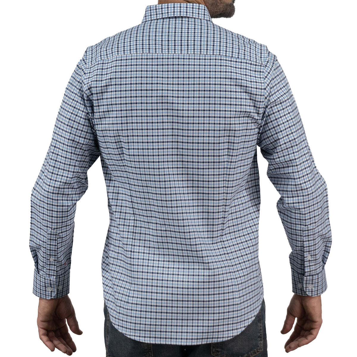 Camisa Cuadros Azul Manga Larga 100% Algodón 2606109