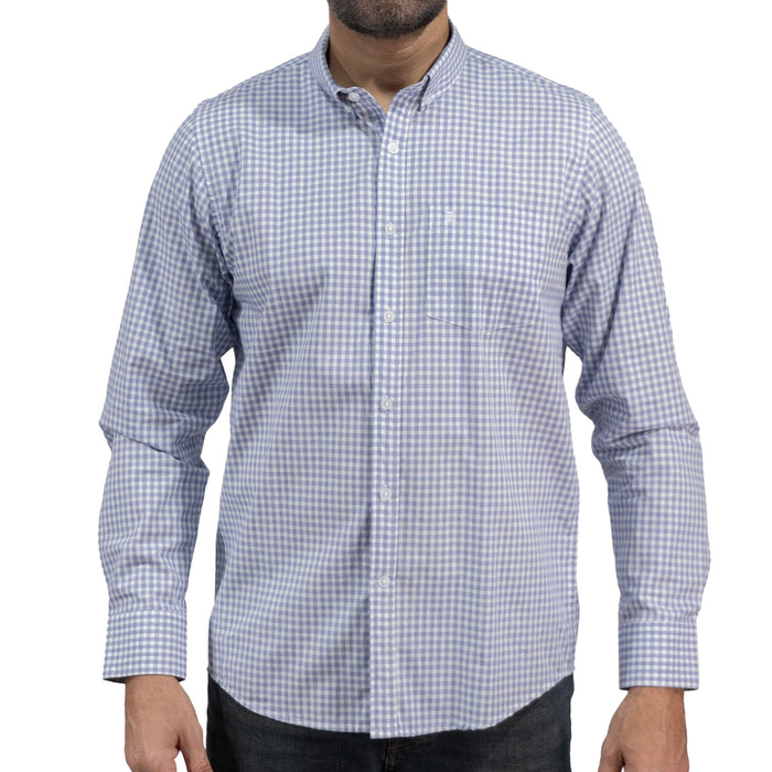 Camisa Cuadros Azul Manga Larga 100% Algodón 2606110