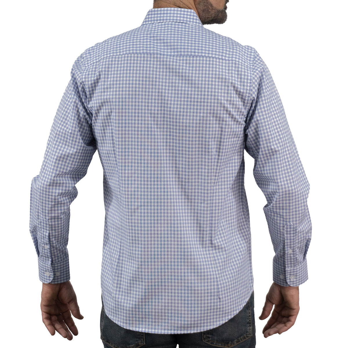 Camisa Cuadros Azul Manga Larga 100% Algodón 2606110