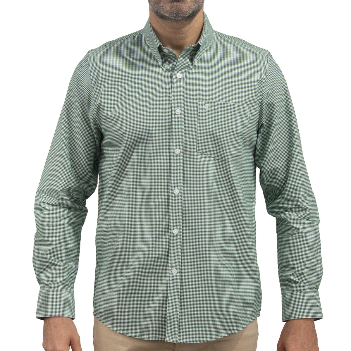 Camisa Cuadros Verde Manga Larga 100% Algodón 2606112