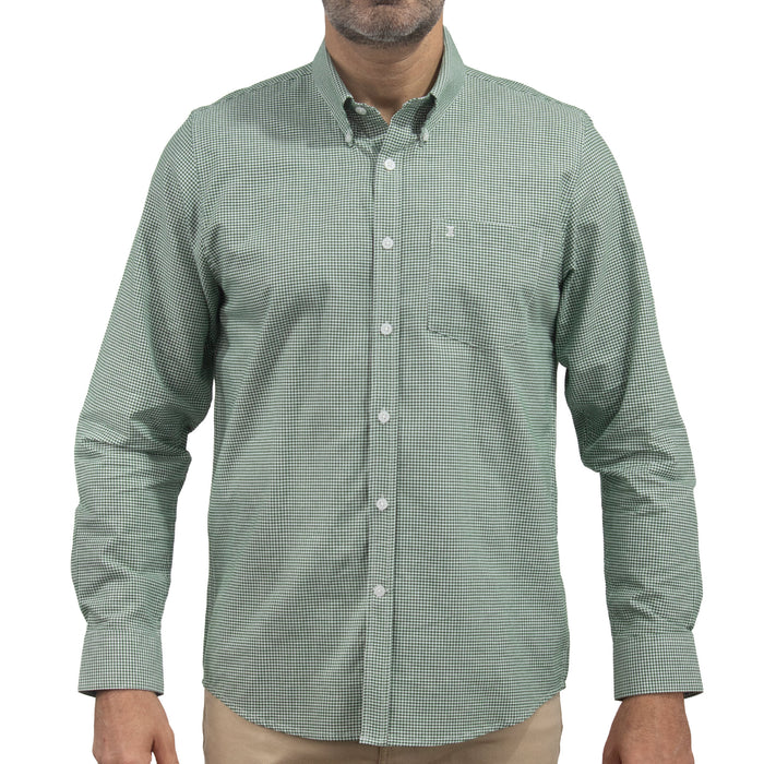Camisa Cuadros Verde Manga Larga 100% Algodón 2606112