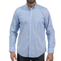 Camisa Cuadros Azul Manga Larga 100% Algodón 2606113