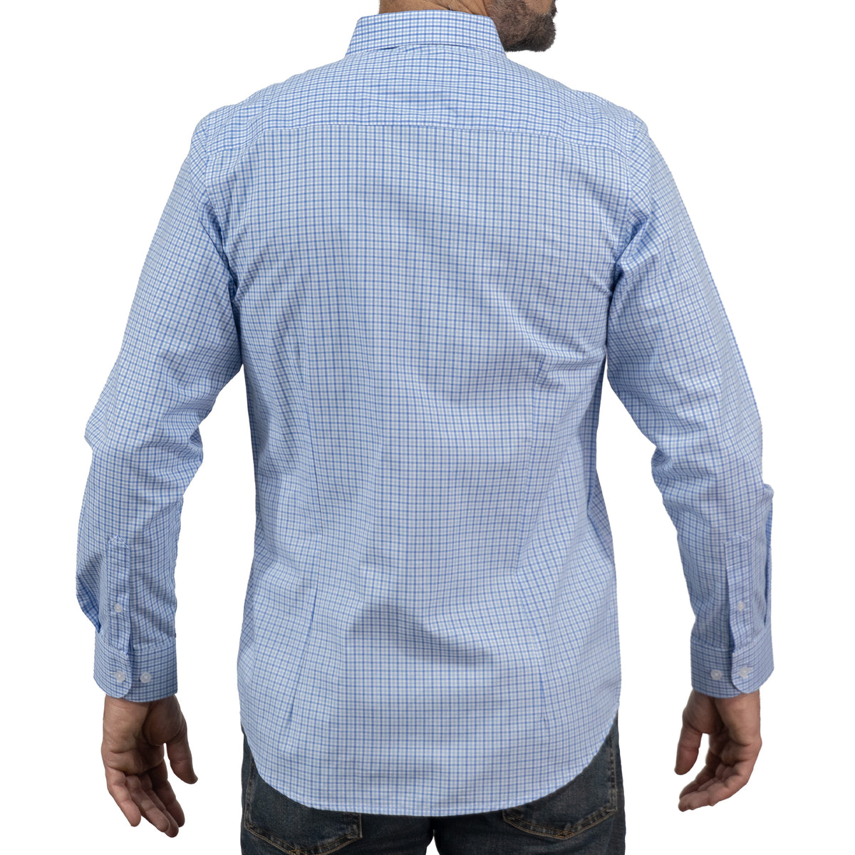 Camisa Cuadros Azul Manga Larga 100% Algodón 2606113