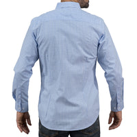 Camisa Cuadros Azul Manga Larga 100% Algodón 2606113