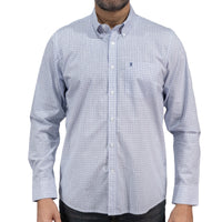 Camisa Cuadros Azul Manga Larga 100% Algodón 2606114