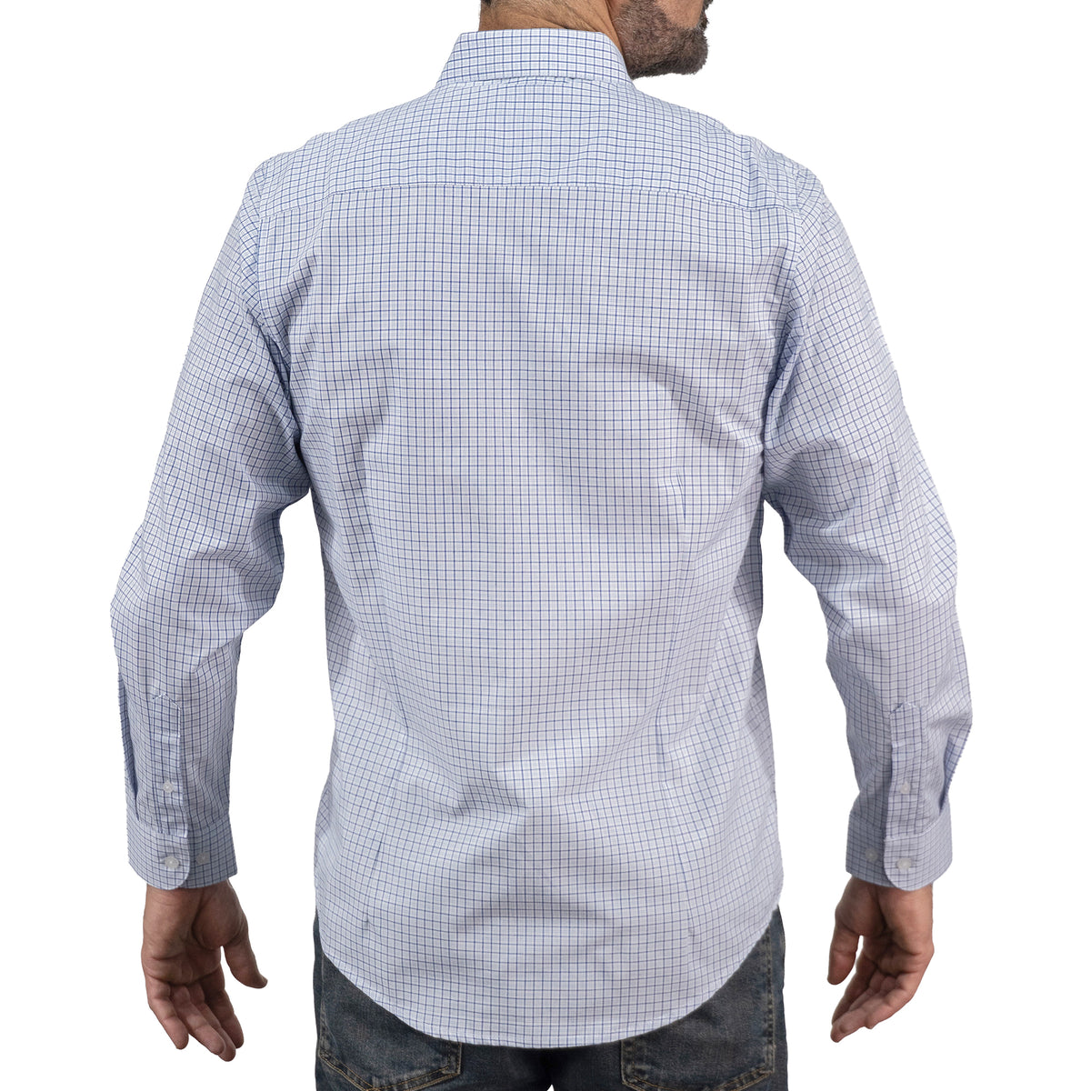 Camisa Cuadros Azul Manga Larga 100% Algodón 2606114