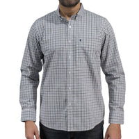 Camisa Cuadros Azul Manga Larga 100% Algodón 2606116