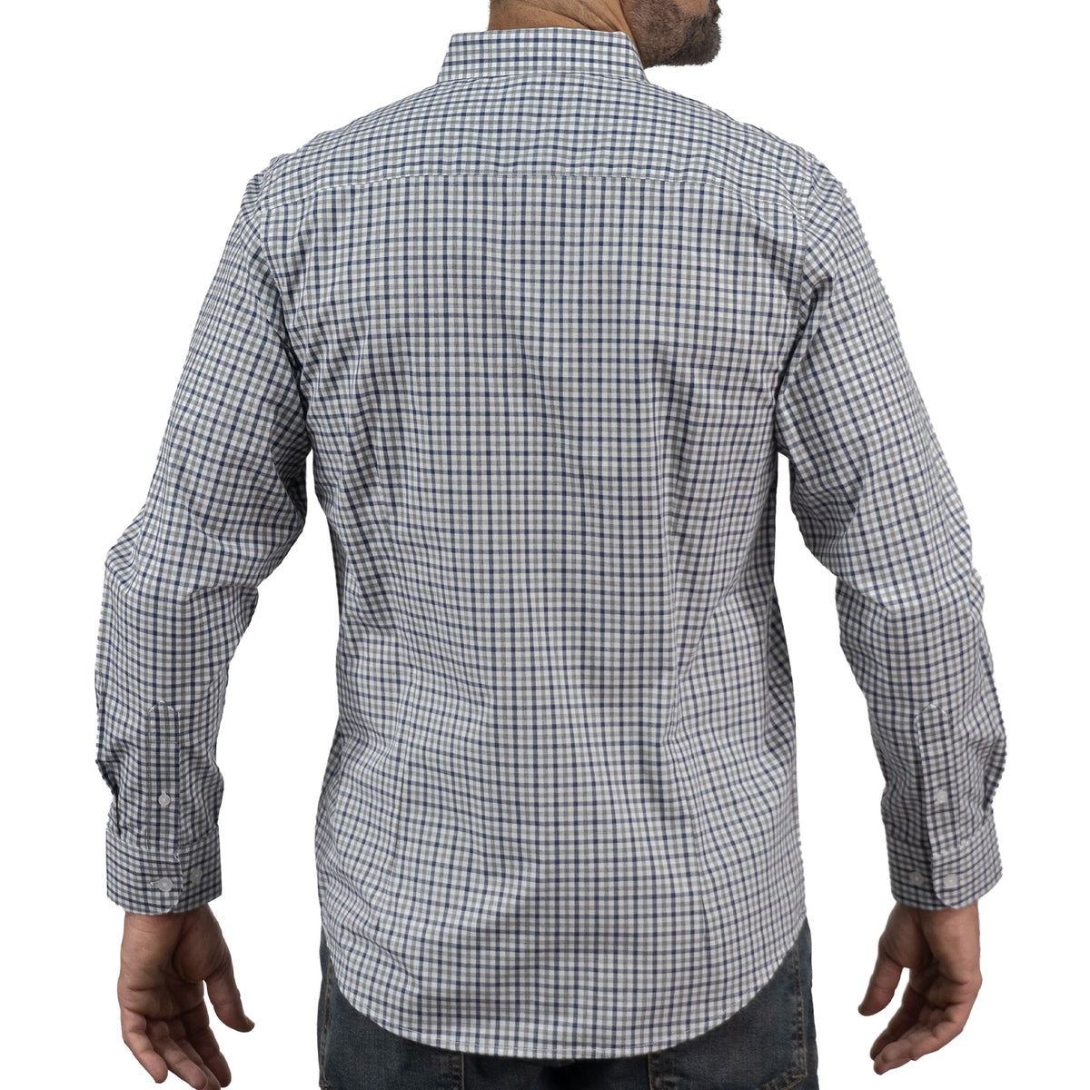 Camisa Cuadros Azul Manga Larga 100% Algodón 2606116