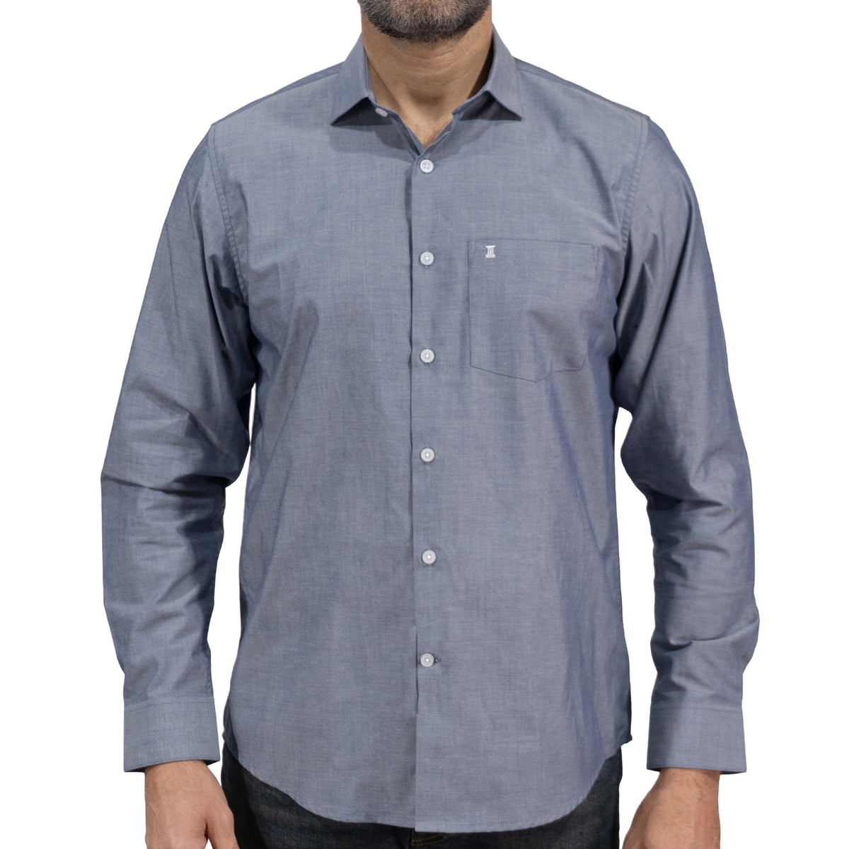 Camisa Cuadros Azul Manga Larga 100% Algodón 2606117