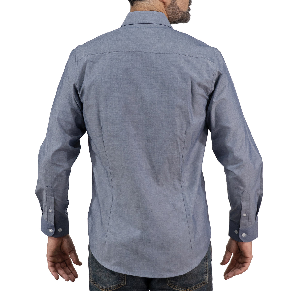 Camisa Cuadros Azul Manga Larga 100% Algodón 2606117