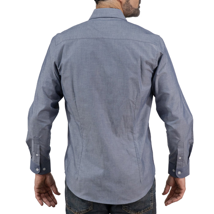 Camisa Cuadros Azul Manga Larga 100% Algodón 2606117