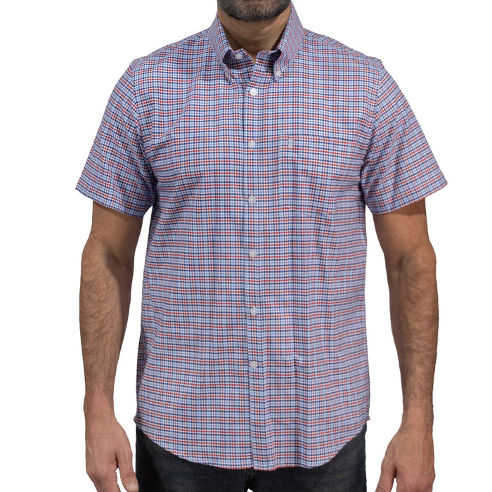 Camisa Cuadros Azul Manga Corta 100% Algodón 2606118