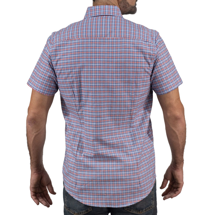 Camisa Cuadros Azul Manga Corta 100% Algodón 2606118