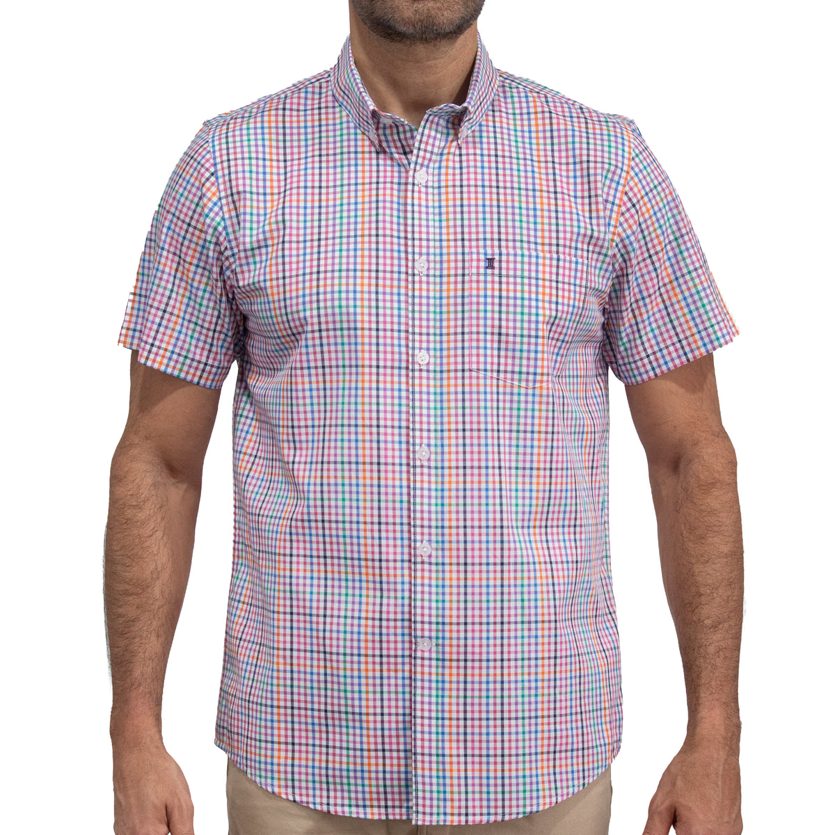 Camisa Cuadros Multicolor Manga Corta 100% Algodón 2606121
