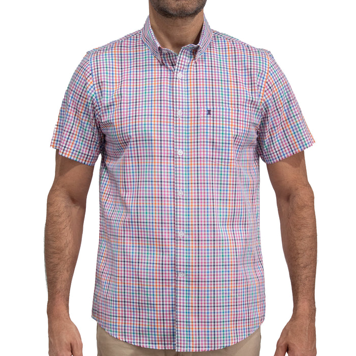 Camisa Cuadros Multicolor Manga Corta 100% Algodón 2606121