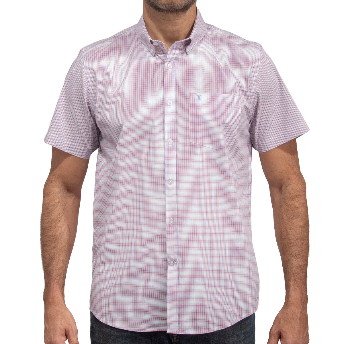 Camisa Cuadros Roja Manga Corta 100% Algodón 2606122