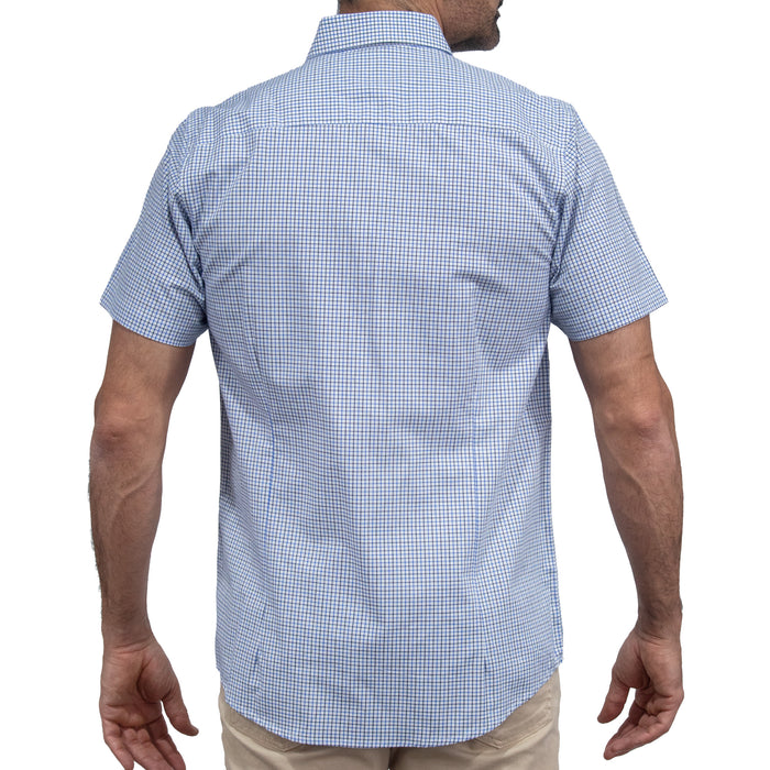 Camisa Cuadros Azul Manga Corta 100% Algodón 2606127