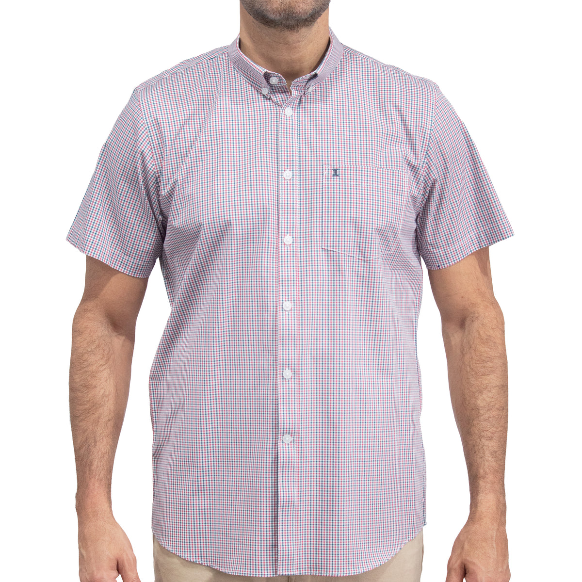 Camisa Cuadros Roja Manga Corta 100% Algodón 2606128