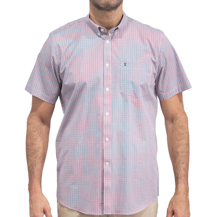 Camisa Cuadros Roja Manga Corta 100% Algodón 2606128